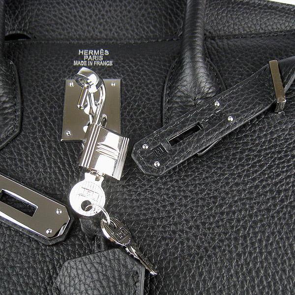 Replica Hermes Birkin 30CM Togo Leather Bag Black 6088 On Sale - Click Image to Close